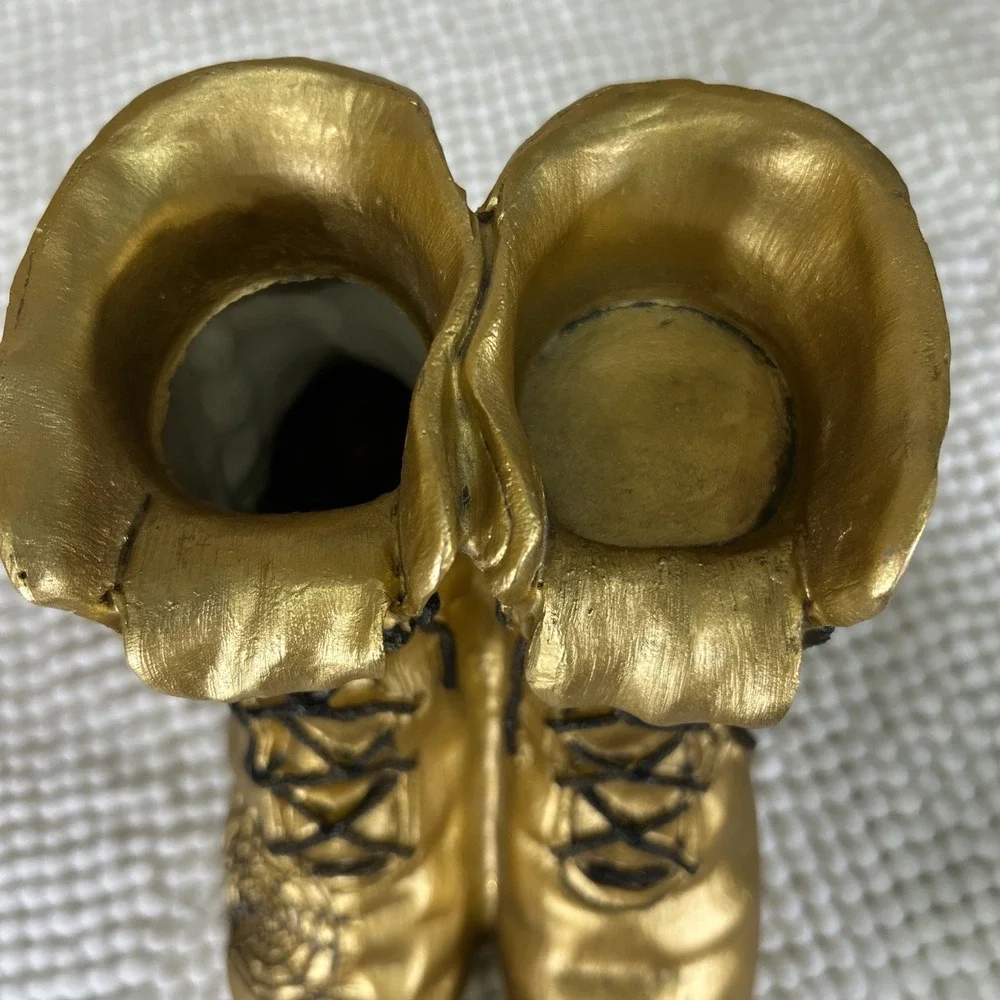 Halloween Witch Boots Decoration Wicked Witch Gold-tone Spiders 7.5 inches